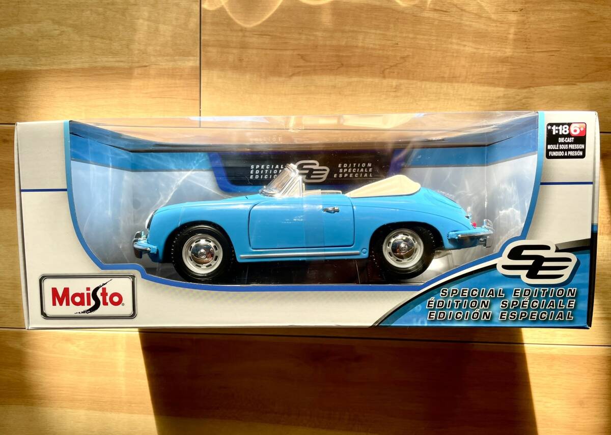 マイスト 1/18 Maisto Porsche 356B Cabriolet 1961 ポルシェ カブリオレ 青 オープン ブルー拍卖