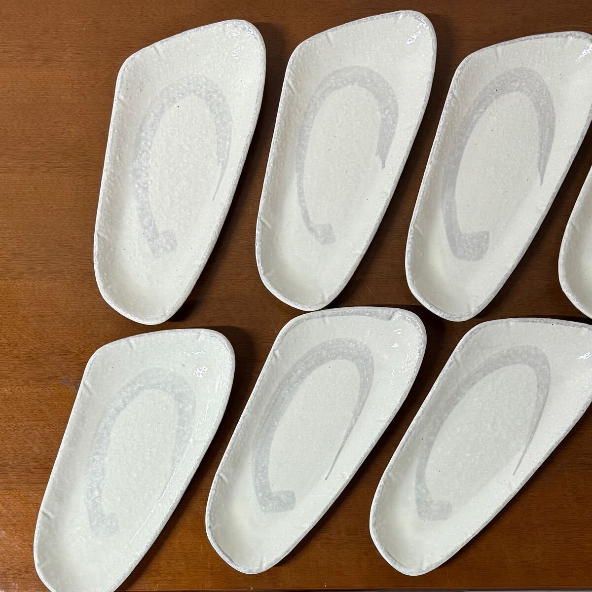 SNT143 美濃焼 変形楕円皿 七客セット 焼物 割烹 料亭 和食器 拍卖