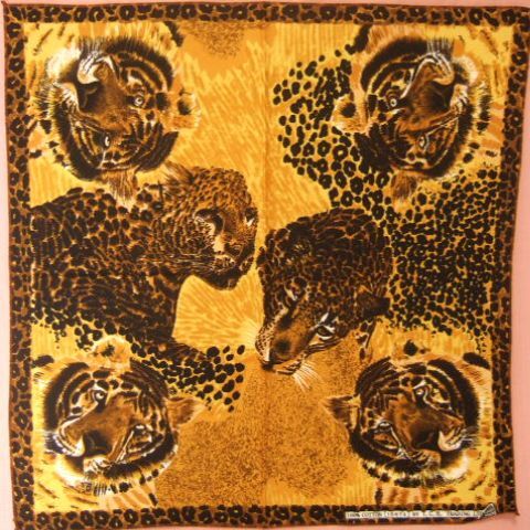 横浜最新 ジャガー&タイガー☆魅惑のバンダナ 茶系 メンズレディース 同梱4枚まで送料180円ξ☆Bξ ξBandana32拍卖