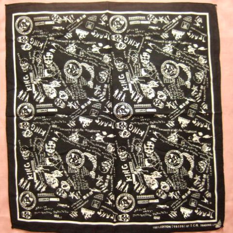 横浜最新 英字ドクロKING JEANS♪魅惑のバンダナ 黒 メンズレディース 同梱4枚まで送料180円ξ☆Bξ ξBandana81拍卖