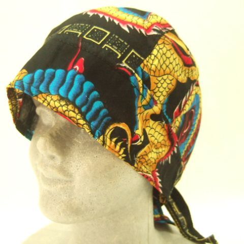 横浜最新 ドラゴン♪魅惑のバンダナキャップ 龍 黒 メンズレディース 同梱4枚まで送料180円 ξbcξ ξ36b拍卖