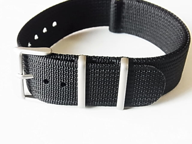 高品質NATOタイプ ファブリック ボンベライン 2重縫製 黒 20mm 36NATO15拍卖