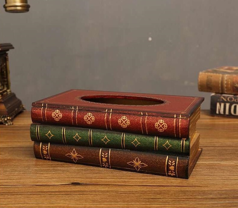 新品未使用新作おしゃれティッシュケース ブック型ティッシュケース 木製 おしゃれ ヴィンテージ アンティーク レトロ ティッシュボックス拍卖