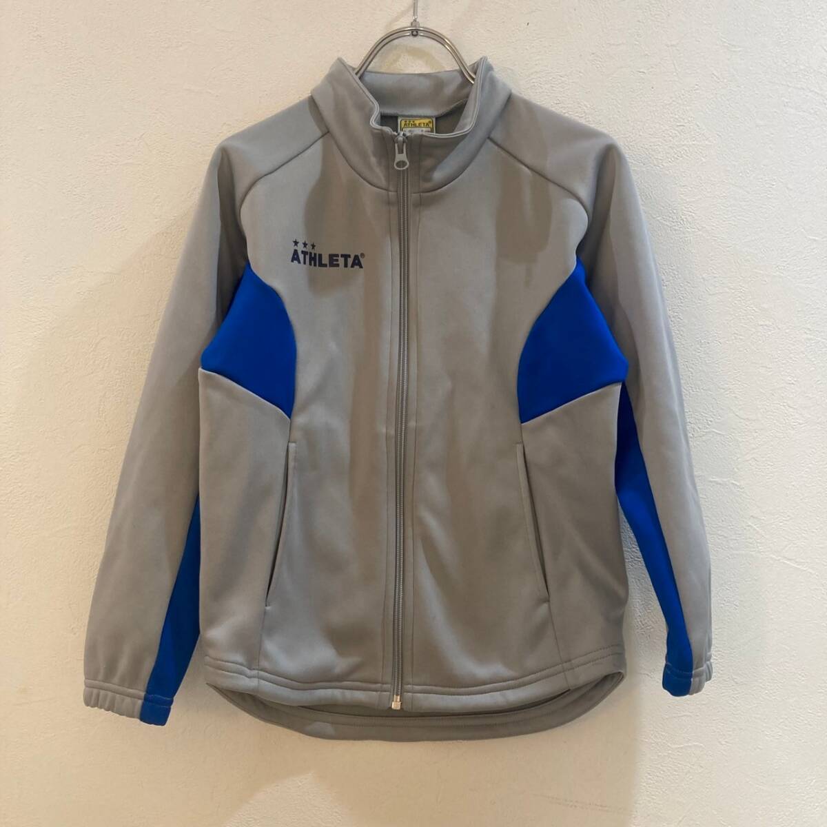 ATHLETA/アスレタ 長袖ジップアップジャージジャケット サッカー グレー キッズ 130拍卖