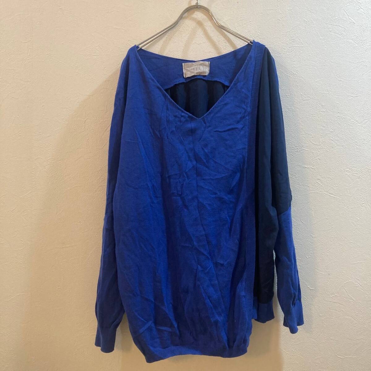 n'Or LABEL/ノアールレーベル 長袖デザインニットカットソー ブルー レディース F拍卖