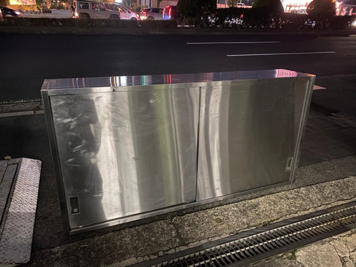 ○D9914 ステンレス 業務用 引戸棚 吊戸棚 180x35x90○拍卖