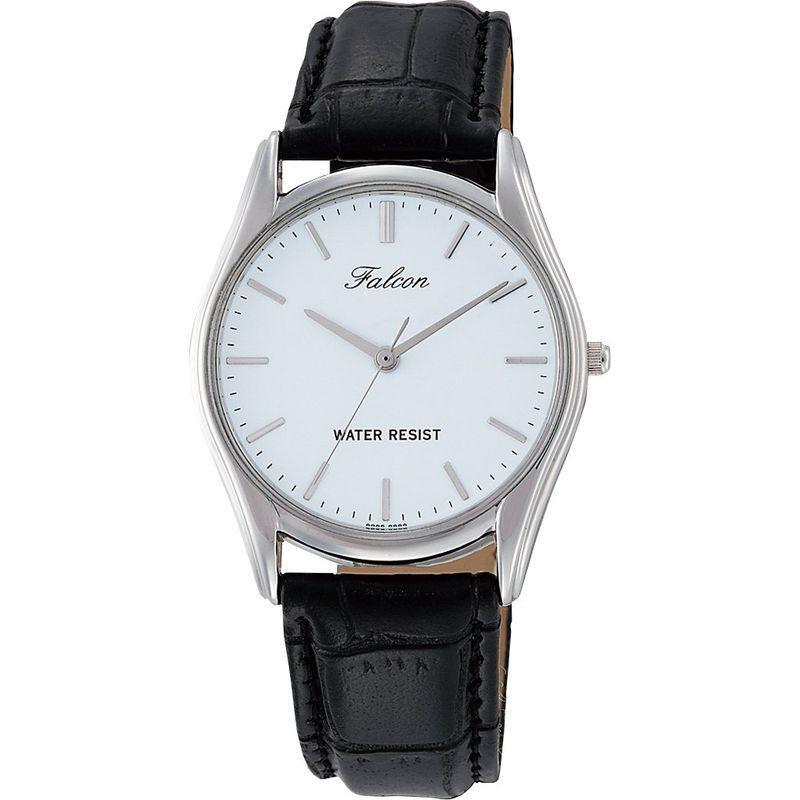 シチズン ファルコン 腕時計 日本製ムーブメント 革ベルト ホワイト/ブラック メンズ 紳士 QA00-301/8139/送料無料メール便拍卖