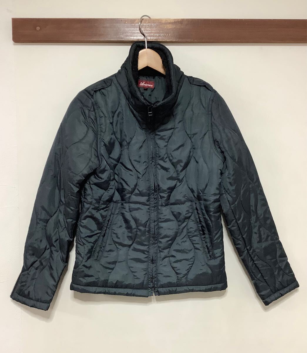 こ1542 AVIREX アビレックス 中綿ジャケット パデットジャケット レディース M ネイビーグレー キルティング拍卖