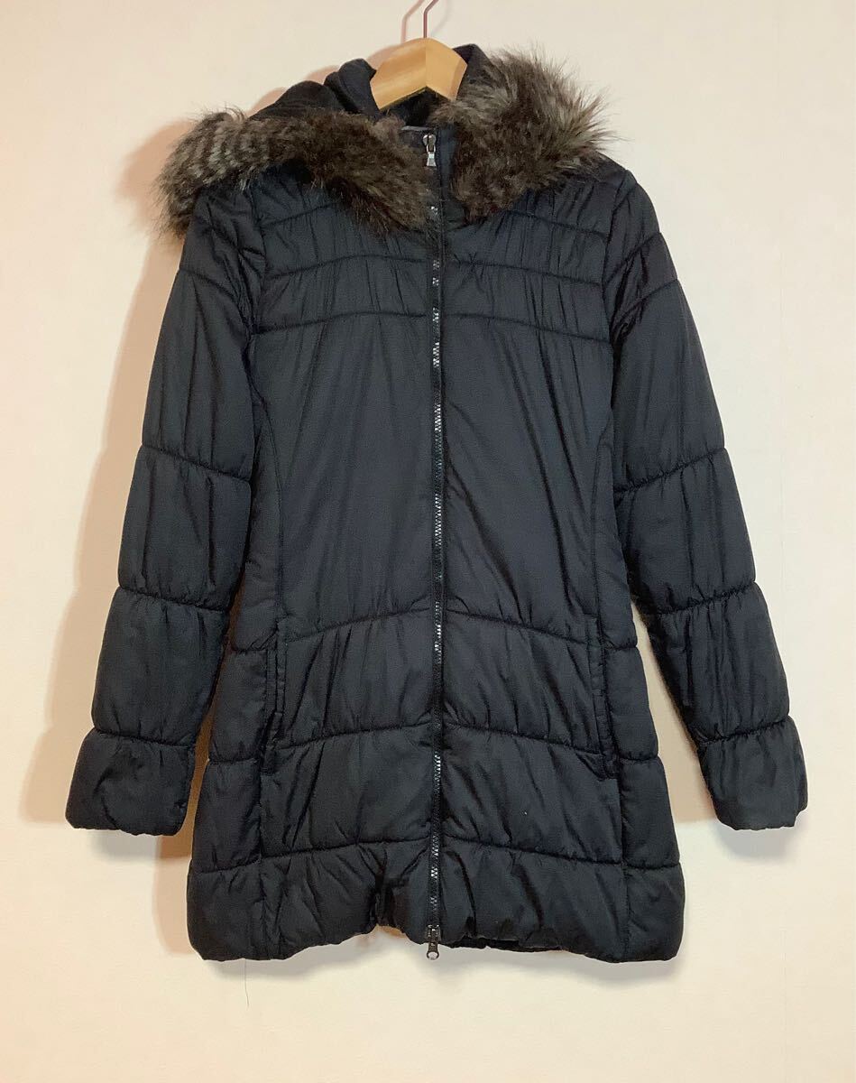 く1585 adidas アディダス 中綿コート パデットコート レディース M ブラック フェイクファー拍卖