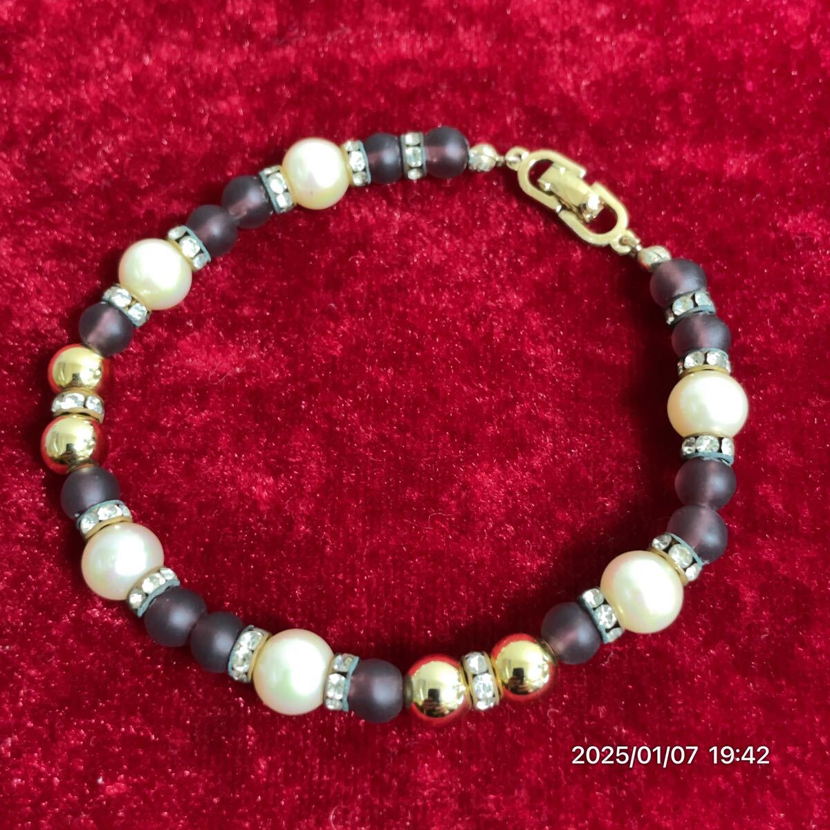 Dior クリスチャン ディオール フェイクパール ビーズ ラインストーン ブレスレット アクセサリー拍卖