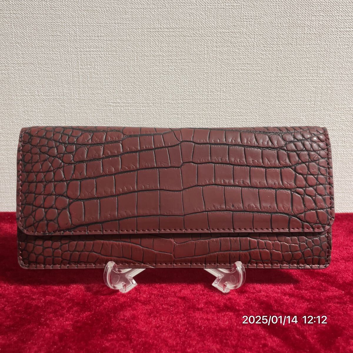 極美品 RIAMASA リアマッサ マットクロコ ワニ革 エキゾチックレザー 二つ折り ウォレット 長財布拍卖