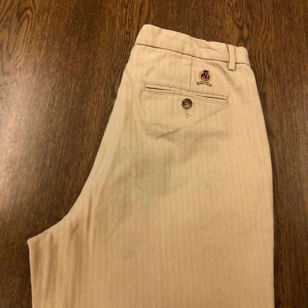 【GA148】TOMMY HILFIGER W34 L32 ヘリンボーン柄ワークパンツ ベージュ メンズブランド古着 トミーヒルフィガー 送料無料拍卖