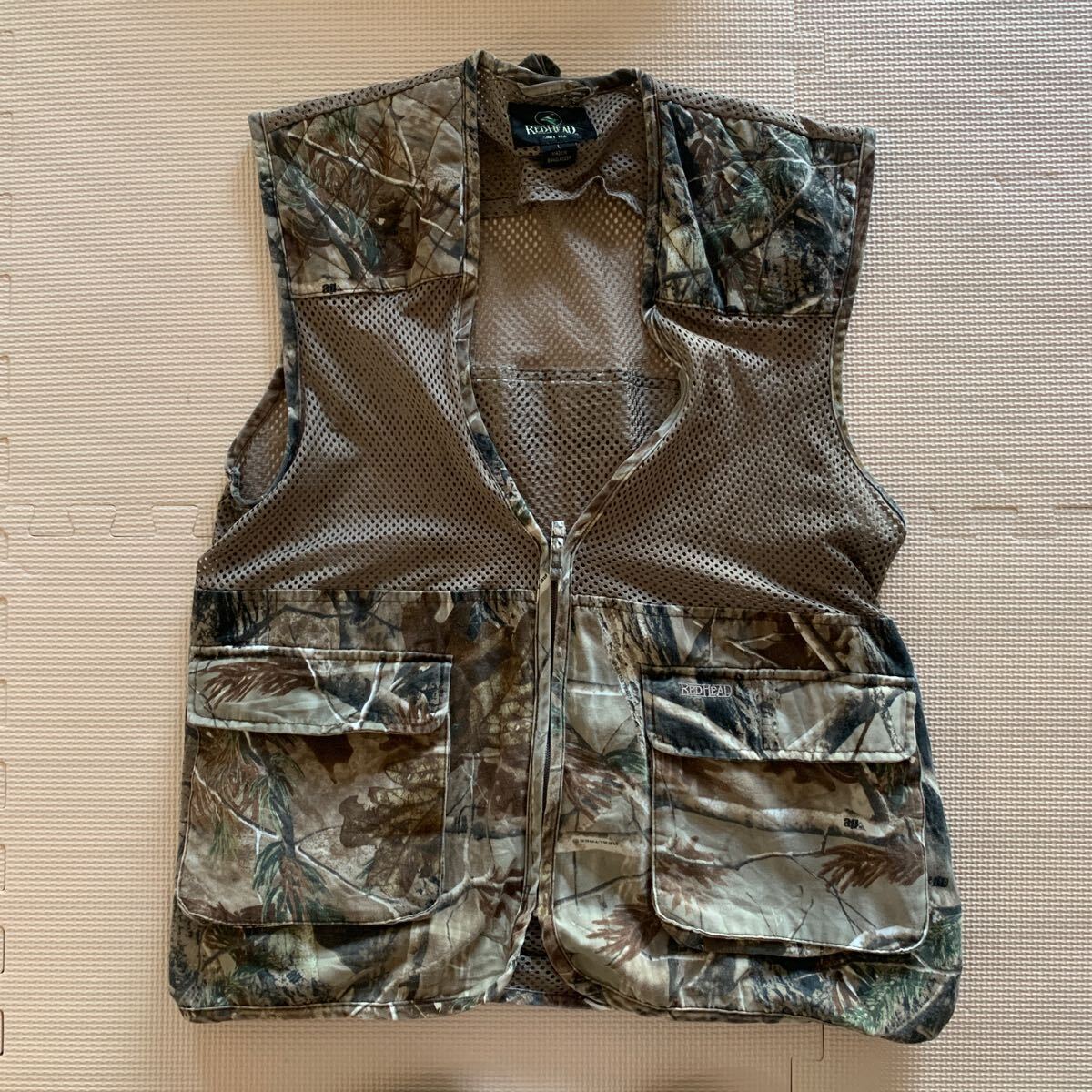 90s-00s【Red Head】レッドヘッド リアルツリーカモフラ メッシュ フィッシング ベスト L 拍卖
