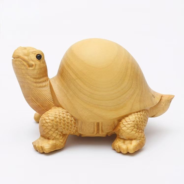LRM5612 新作 木彫り 置物 ミニ 可愛い 亀 高級天然ツゲ木彫り 美術品 祈願 招財 幸運の置物 お守り 縁起物 置物拍卖
