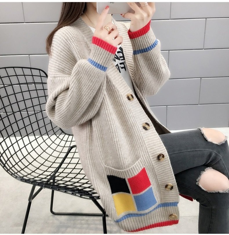 OHJ1441★秋冬新品☆ゆったり大きいサイズ☆ニットセーター☆大人気☆お洒落☆可愛い☆ストレッチ☆暖かい☆長袖☆ニットカーディガン拍卖