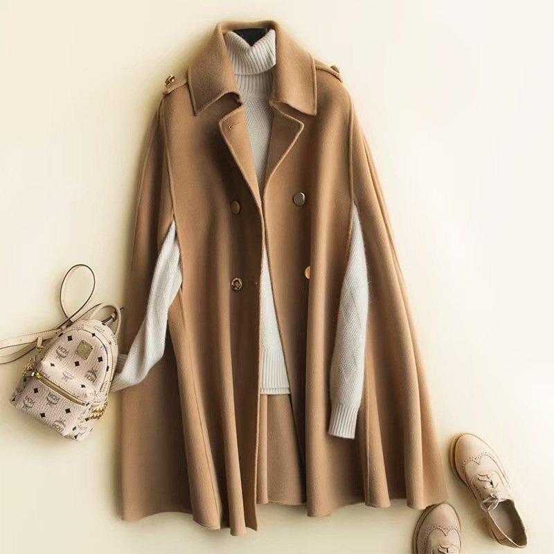 LRM5424 ☆新品カシミヤケープ ポンチョ ウール コート マント レディース アウター ミドル丈 暖かい 防寒 女性 体型カバー 着痩せ拍卖