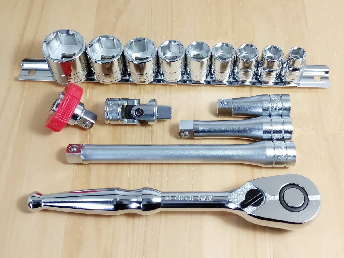 ◆SIGNET 9.5sq ソケット 9個 KTC ラチェットセット 5種類◆ラチェットハンドル エクステンションバー 3/8拍卖