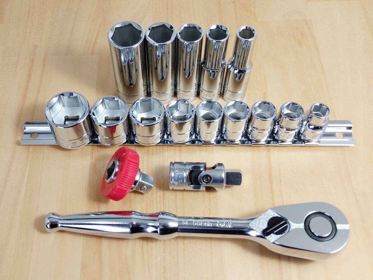 ◆SIGNET 9.5sq ソケット ディープ KTC ラチェットセット 5種類◆BR390 ラチェットハンドル ユニバーサルジョイント 3/8♪拍卖