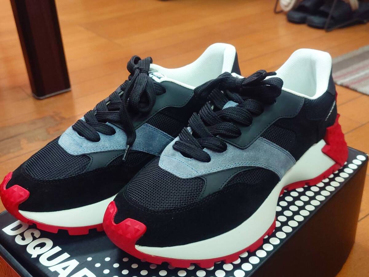 ★国内正規品 新品 定価107800円 ディースクエアード メイプルスニカー 黒/赤/白 40 25㎝~25.5㎝ 箱付★拍卖