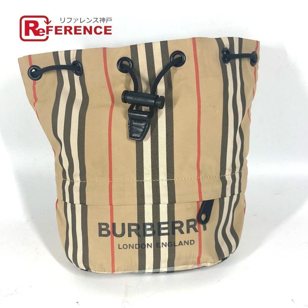 美品 BURBERRY バーバリー ロゴ チェック 巾着 メイクポーチ 化粧ポーチ マルチポーチ ポーチ ベージュ ユニセックス【中古】拍卖