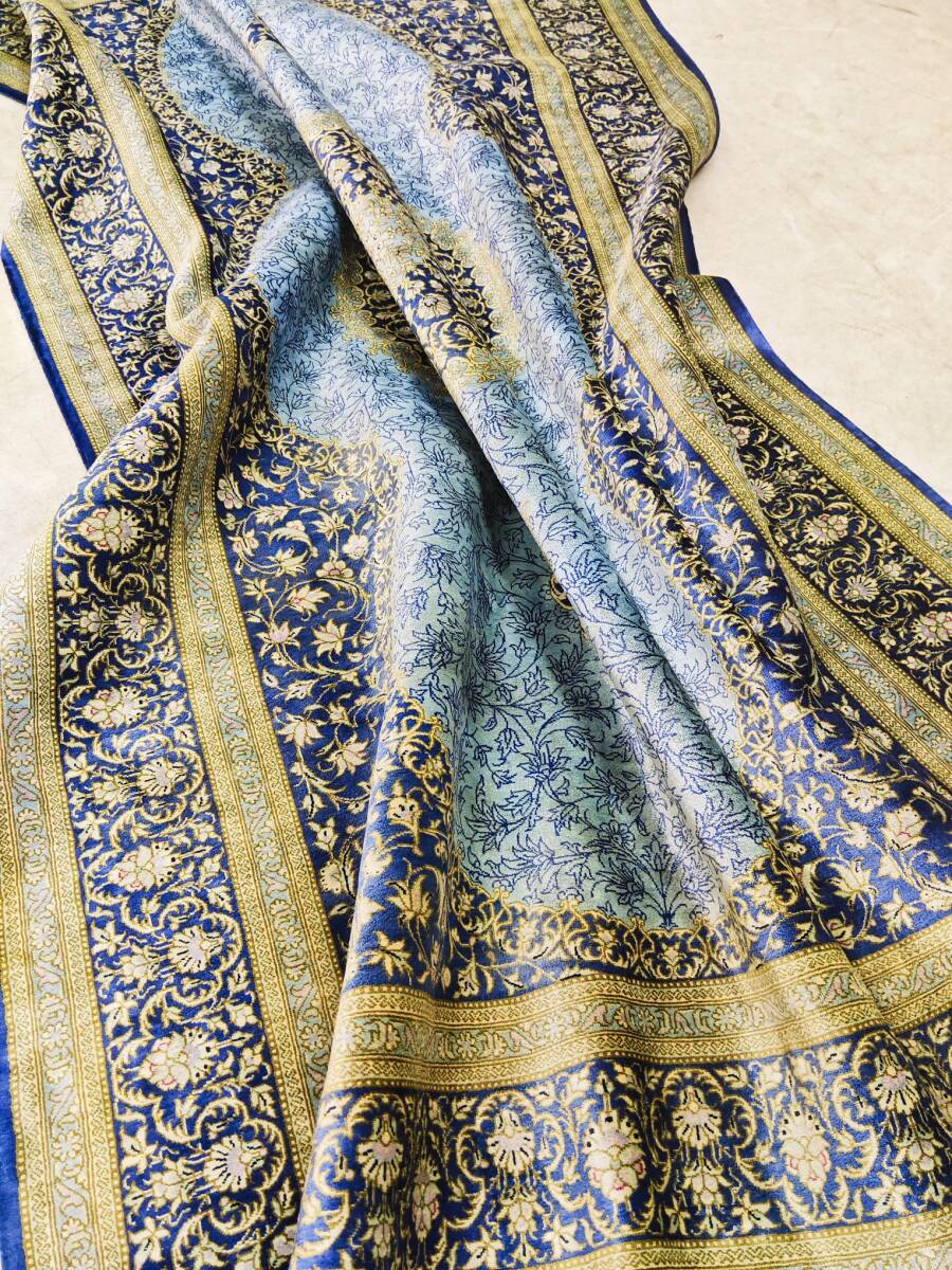 J126【マスミ工房】ペルシャ絨毯 クム シルク 手織り 144万ノット 93−154cm トルコ絨毯やヘレケ好きに さすがの大御所作品拍卖