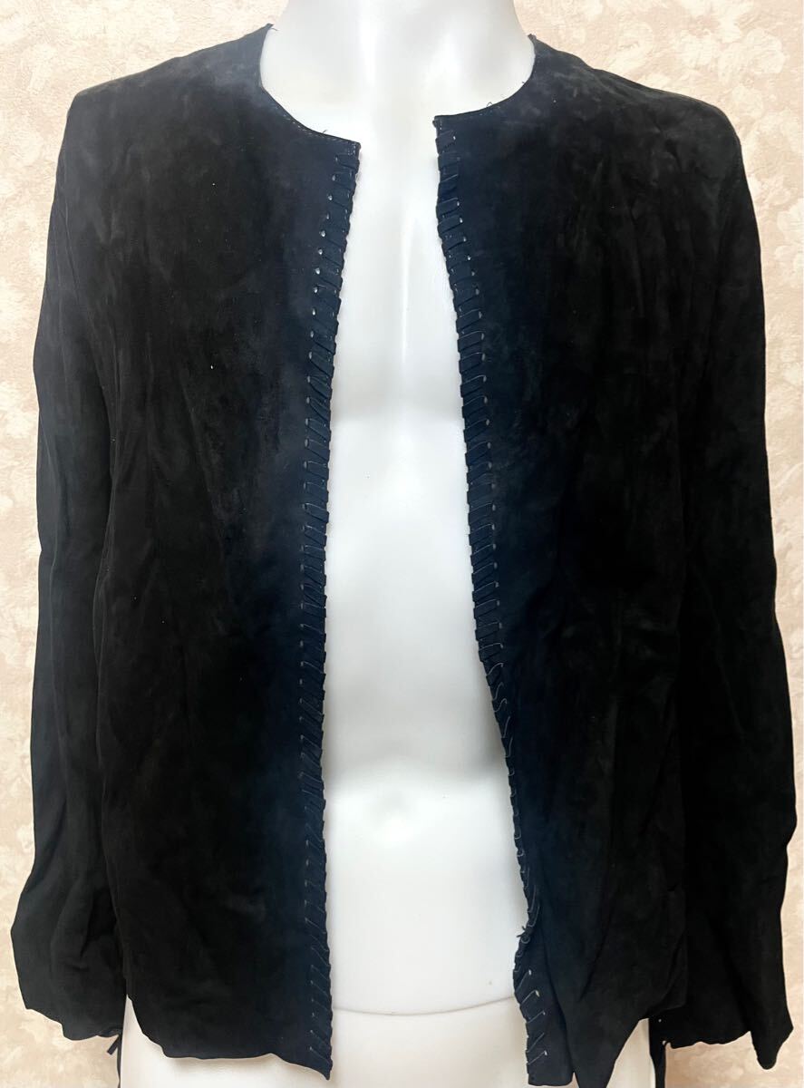 訳あり格安!知る人ぞ知るFashion聖地ベルギーアントワープ発ENESアバンギャルド独創唯一無二フリンジ本革スウェートJacket参考価格9万3千円拍卖