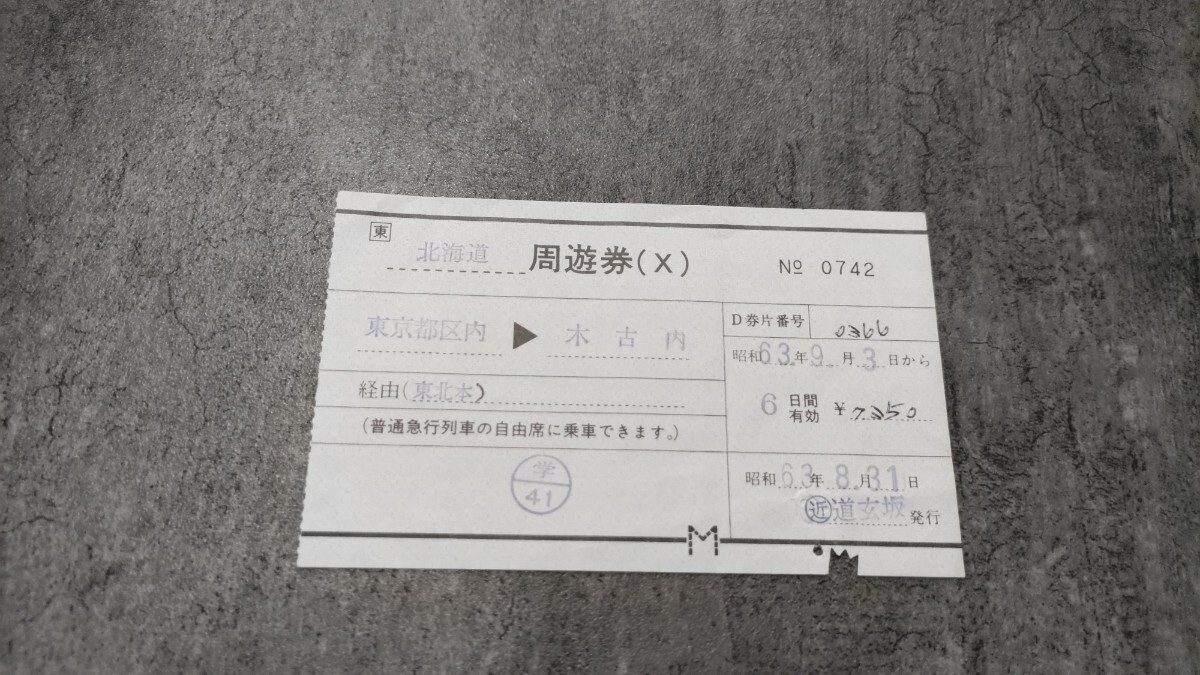 (近)道玄坂発行「周遊券(X)」東京都区内→木古内拍卖