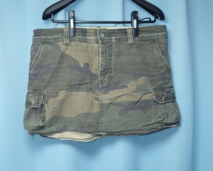 ★迷彩 スカート デニムスカート W44cm位 デニムスカート タグ表記L-LL 大きいサイズ ★検索用ユニクロ拍卖