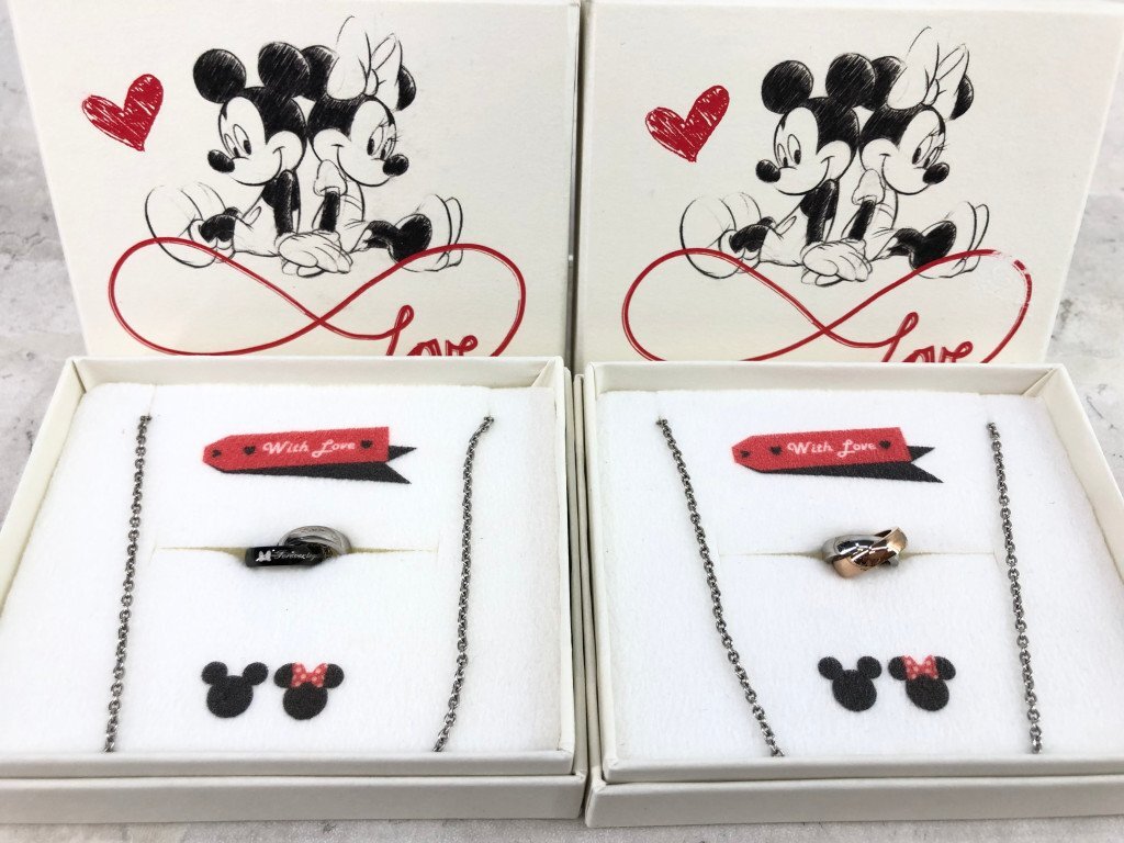 Disney ディズニー ミッキー×ミニー ペアネックレス サージカルステンレス DIST002GO&DIST002BK 箱有 LH632022122207拍卖