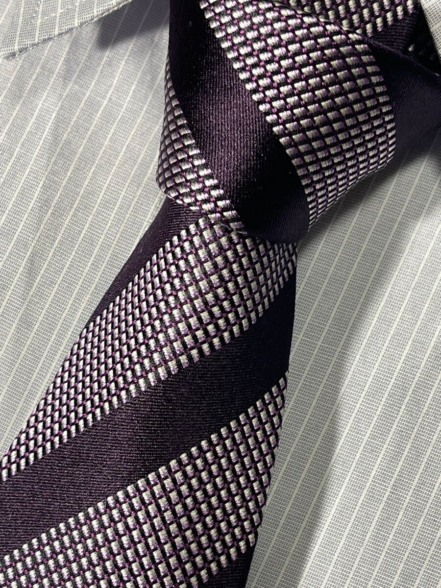 ほぼ未使用 ″Aquascutum″ アクアスキュータム ストライプ ブランドネクタイ 501069拍卖