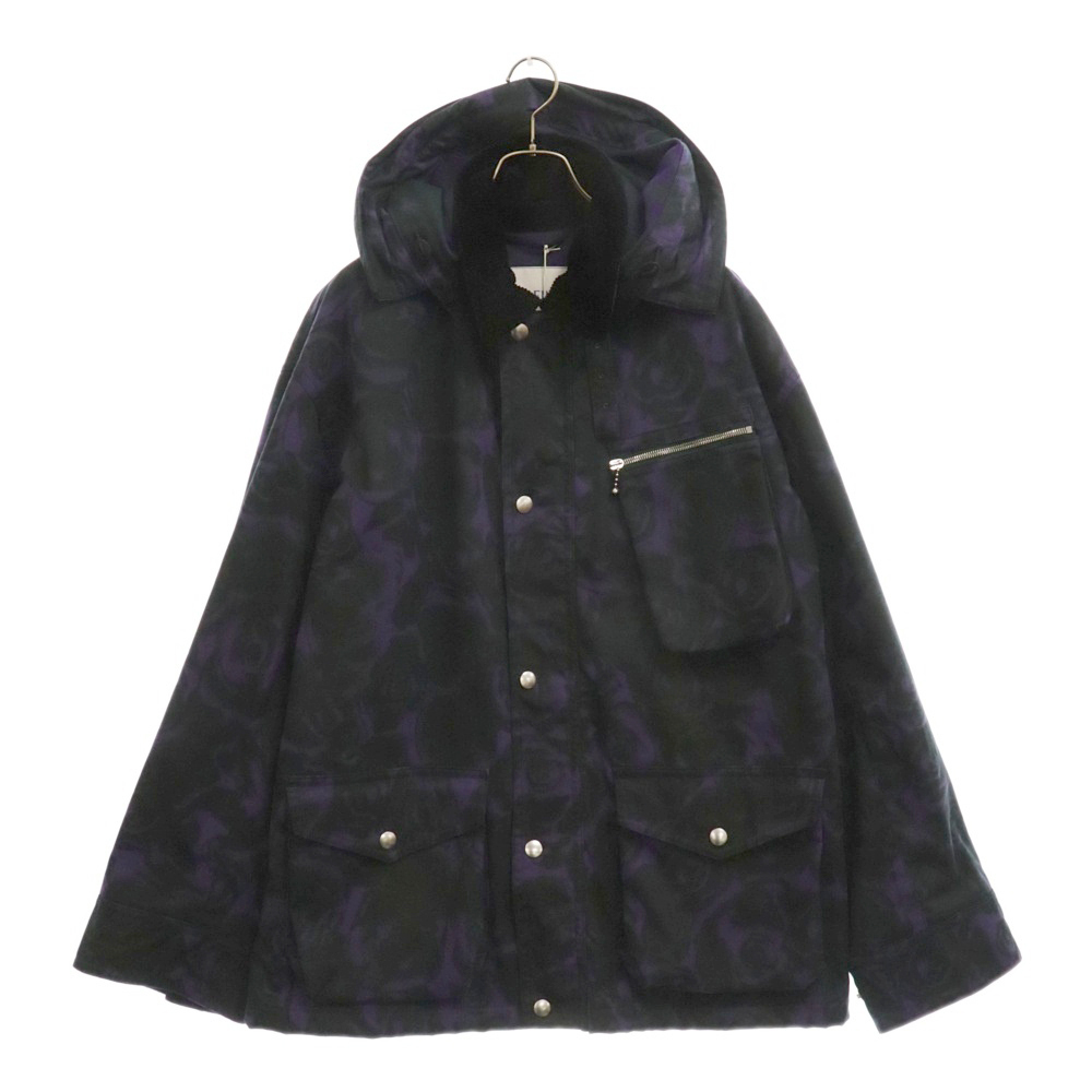BURBERRY バーバリー ローズプリントフーデットジップアップジャケット パープル/ブラック 8076688拍卖