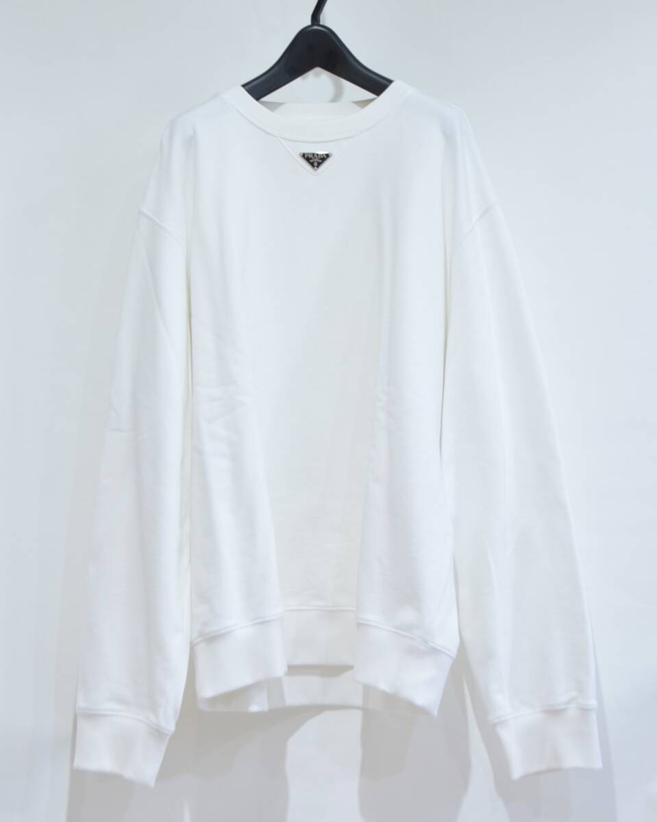 国内正規品 PRADA プラダ 三角ロゴプレート オーバーサイズ スウェット 長袖 トップス ホワイト L Y-31148B拍卖