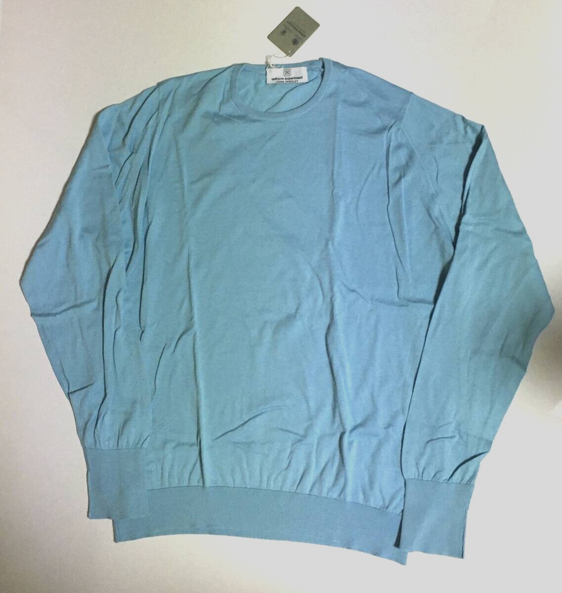 uniform experiment × JOHN SMEDLEY COTTON CREW NECK KNIT 新品 4 SAX ユニフォームエクスペリメント ジョンスメドレー コットン ニット拍卖