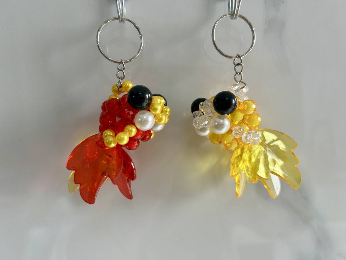 ★ビーズハンドメイド 携帯ストラップ 金魚2匹 その5拍卖