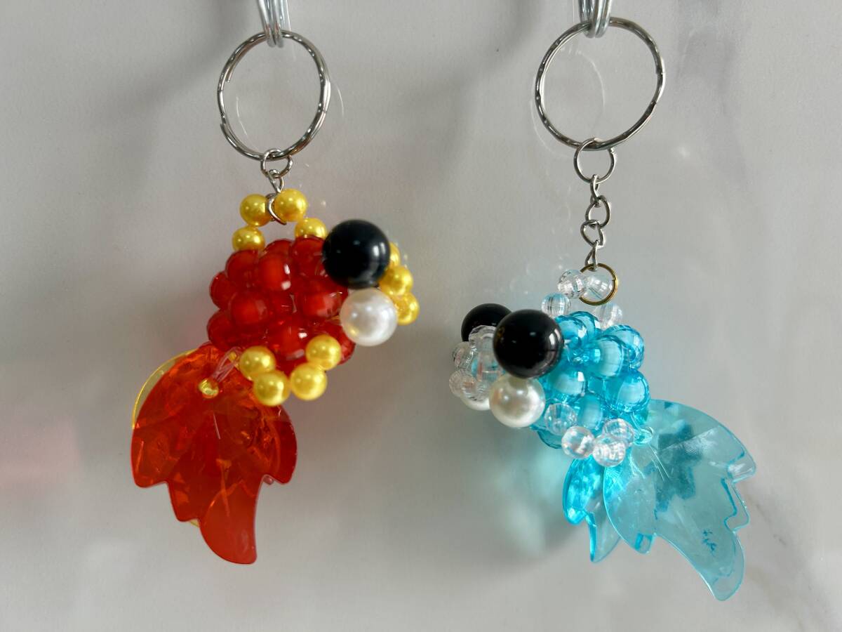 ★ビーズハンドメイド 携帯ストラップ 金魚2匹 その6拍卖