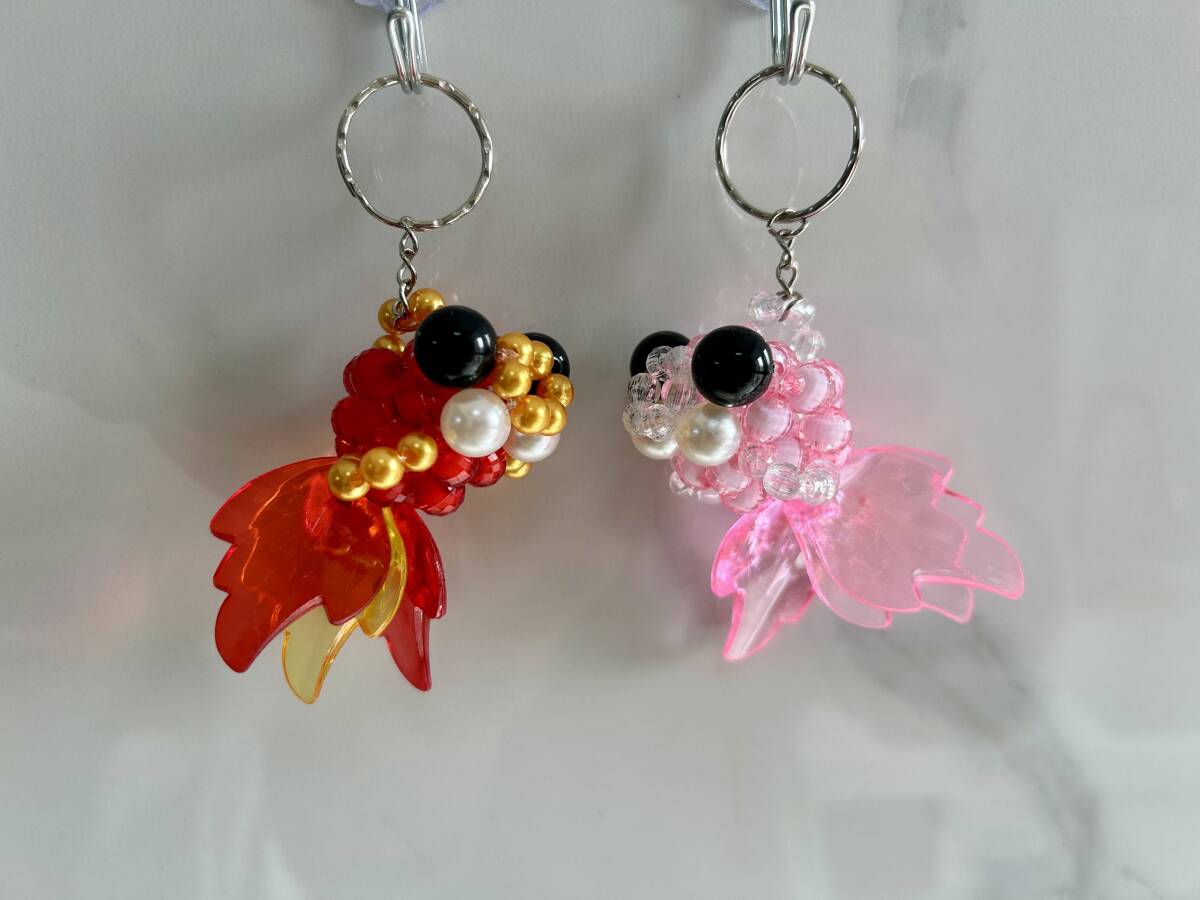 ★ビーズハンドメイド 携帯ストラップ 金魚2匹 その14拍卖