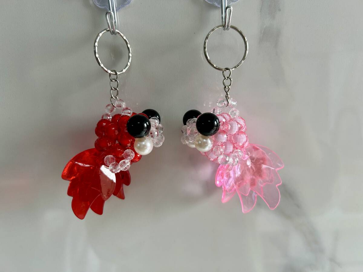 ★ビーズハンドメイド 携帯ストラップ 金魚2匹 その15拍卖