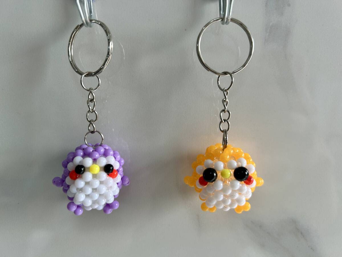 ★ビーズハンドメイド 携帯ストラップ 子供ペンギン2体 その2拍卖