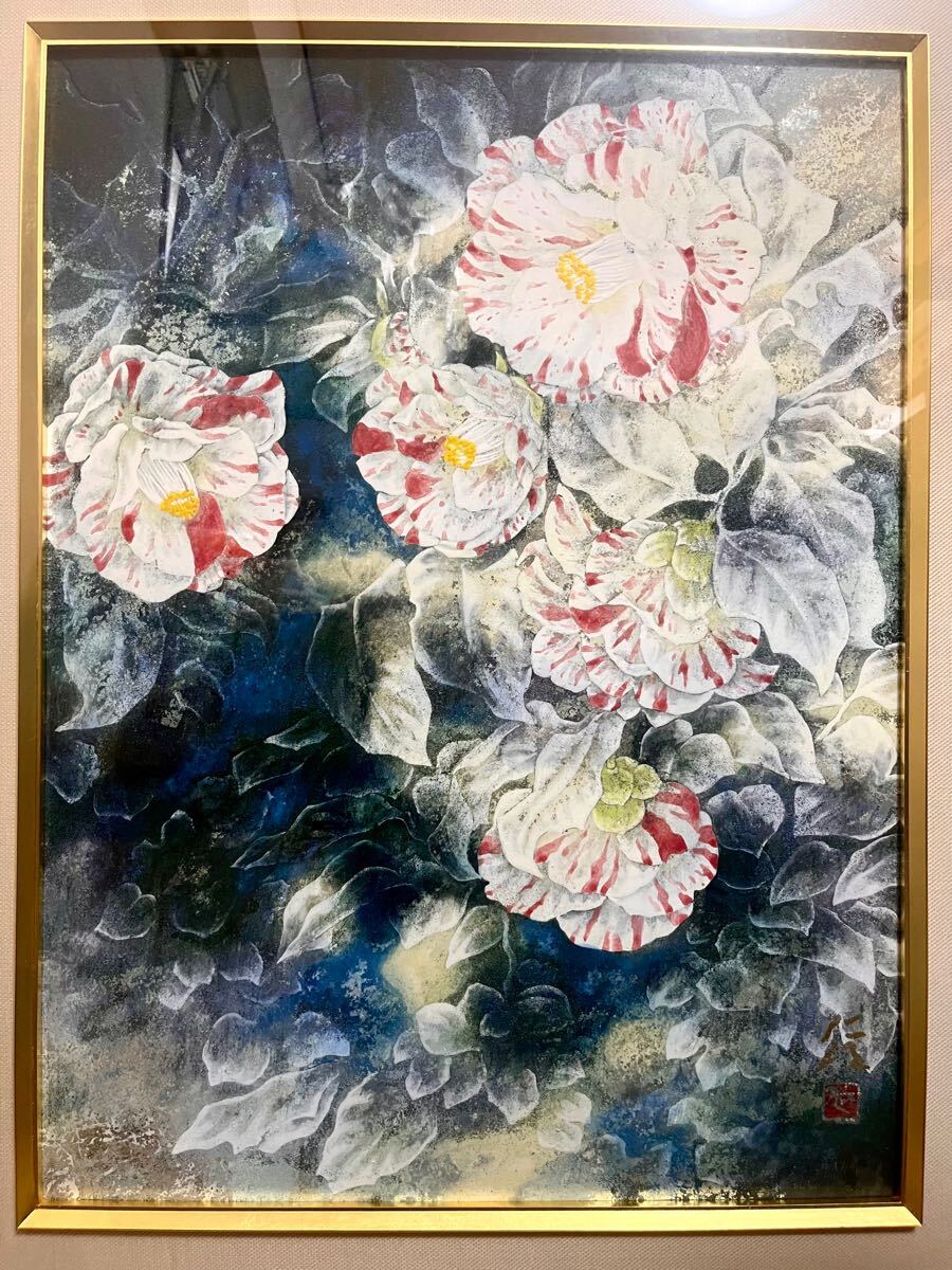 ☆ 日本画家 塩見仁朗 『彩春』12号 額装 共シール 真作保証 創画会会員 師 秋野不矩拍卖