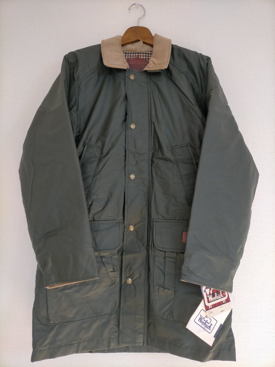 新品 デッドストック 90s USA製 ビンテージ Woolrich ウールリッチ オイルドジャケット風 フィールドコート S ★オールドアウトドア古着拍卖