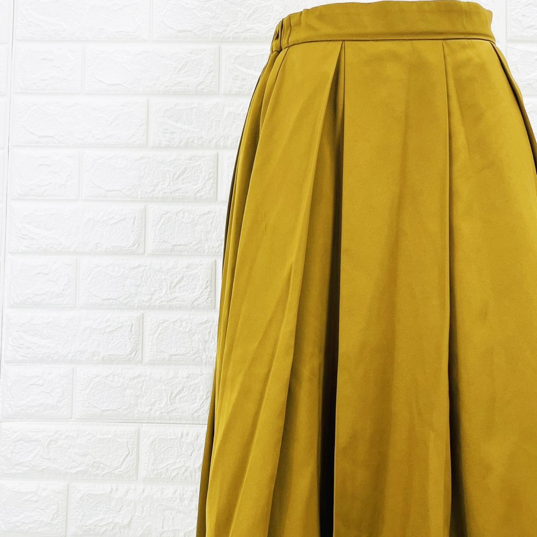 【A3071】ROSSO ロッソ フレアスカート プリーツ入り レディース ミモレ丈 カーキブラウン系 エレガント フェミニン 秋冬 Sサイズ拍卖