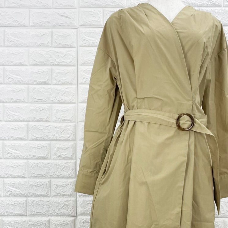 【A3168】Simplicite サンプリシテ ロングコート レディース ベージュ ラップデザイン おしゃれ シンプル カジュアル 春秋 M~Lサイズ拍卖