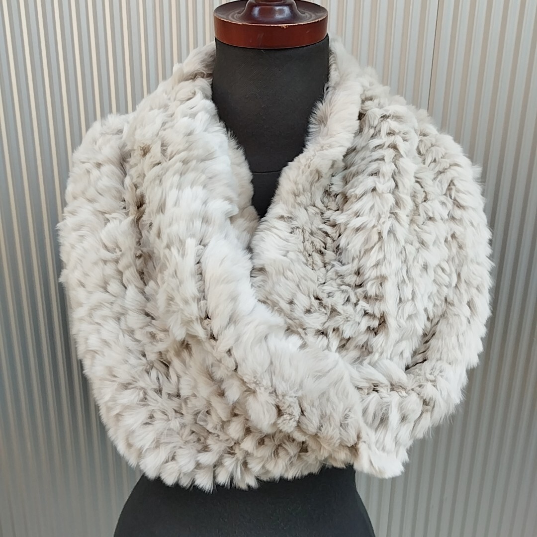 【毛皮】新品/ペシンシャPECHINCHAR/デッドストック/レッキスファー/ニット/スヌード/マフラー/定価19500/SK2417/0001/拍卖