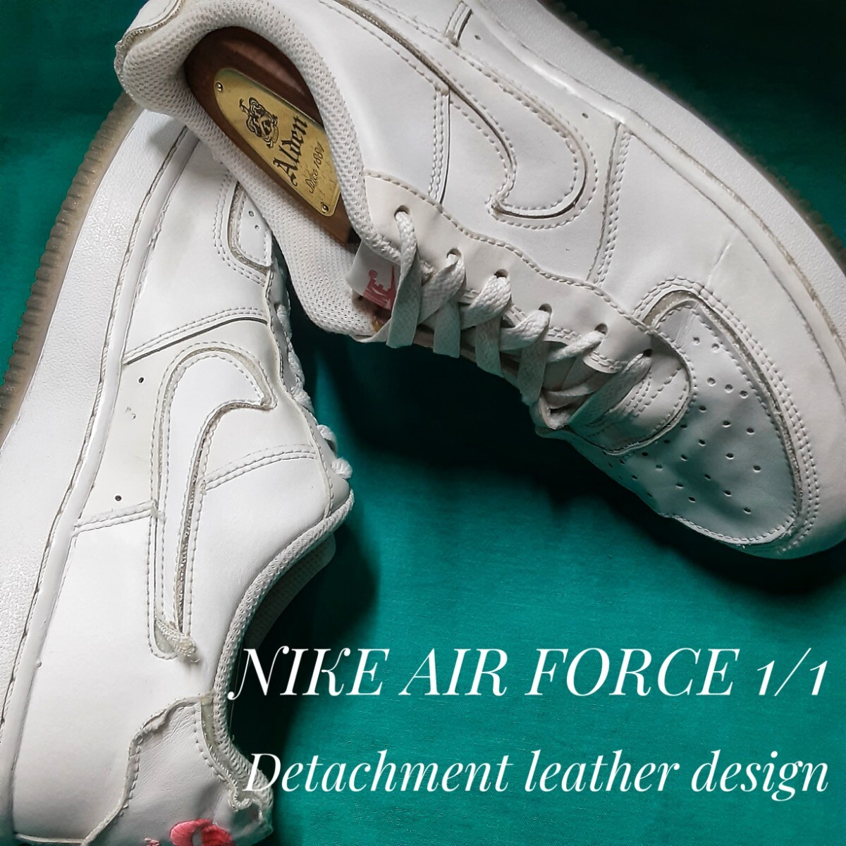 最値!名作再構築モデル!希少脱着レザーデザイン!ナイキ エアフォース 1/1高級スニーカー!コレクターズモデル!ホワイト!白 25cm相当拍卖