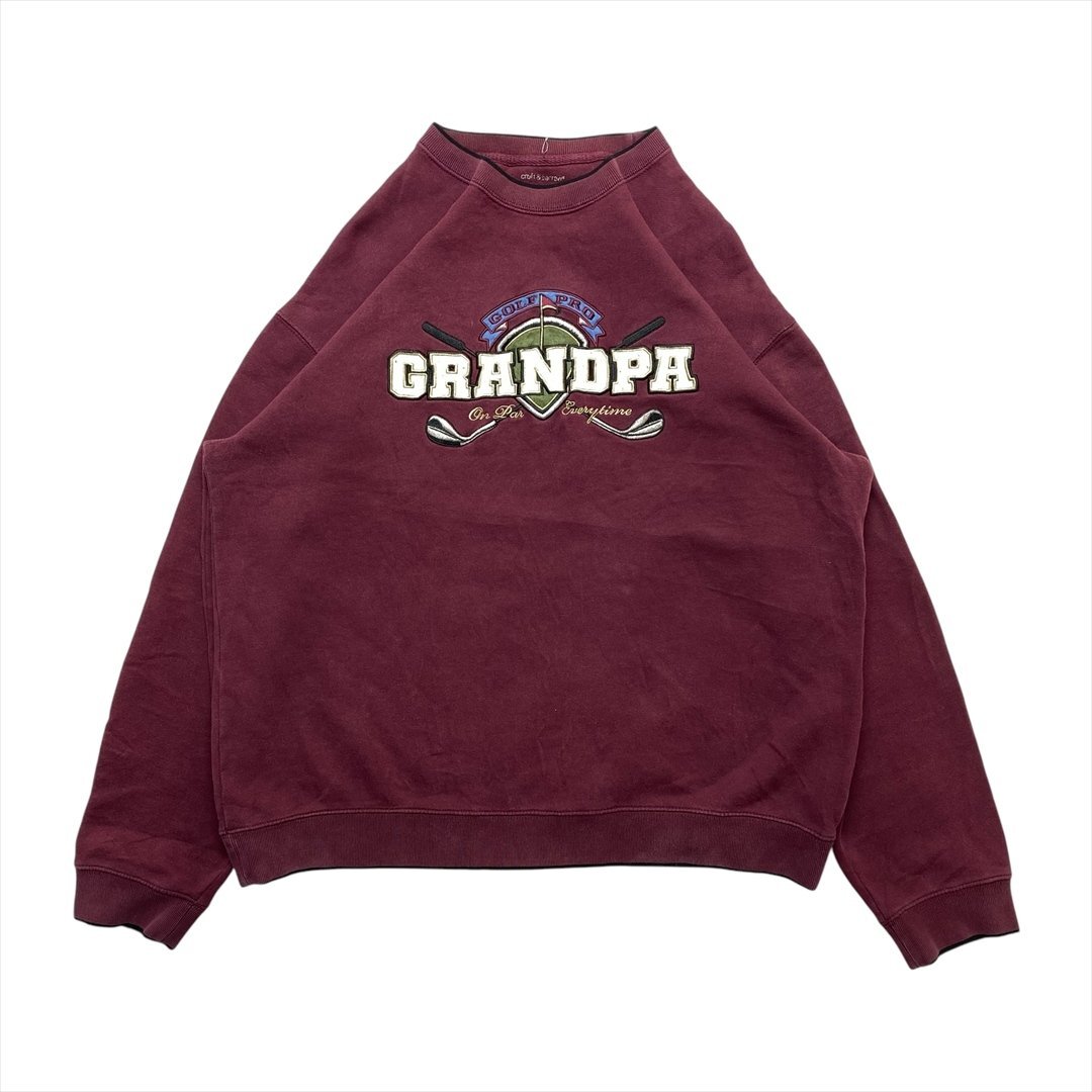 croft&barrow GRANDPA スウェット シャツ トレーナー ワインレッド 古着 メンズ M カレッジ クリーニング済み拍卖