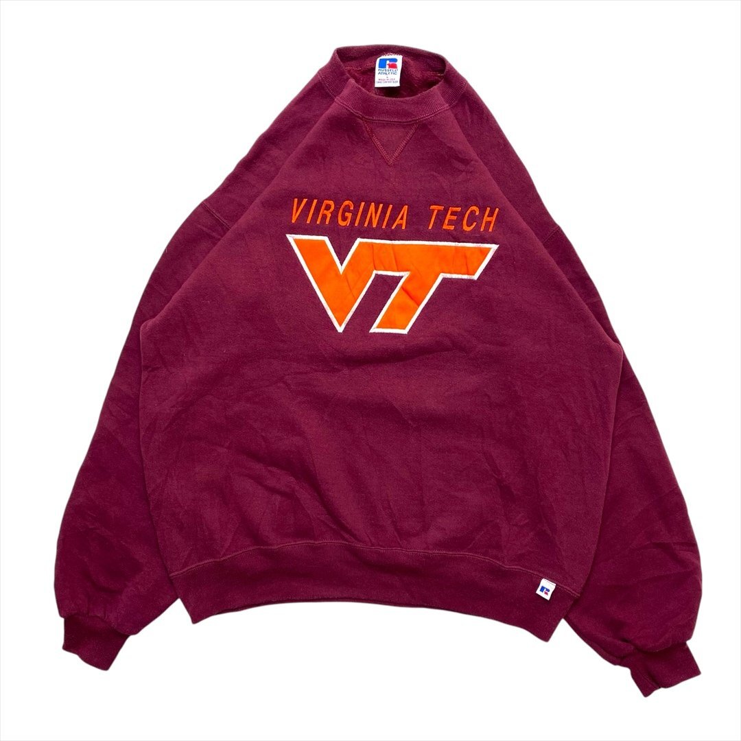 RUSSELL ATHLETIC VIRGINIA TECH スウェット シャツ トレーナー ワインレッド 古着 メンズ L クリーニング済み拍卖