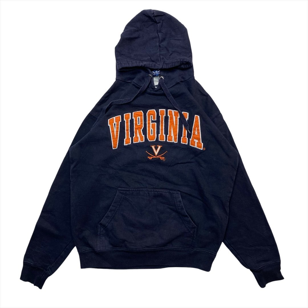ovb VIRGINIA バージニア 大学 裏起毛 カレッジ スウェット パーカー ネイビー 古着 メンズ M クリーニング済み拍卖