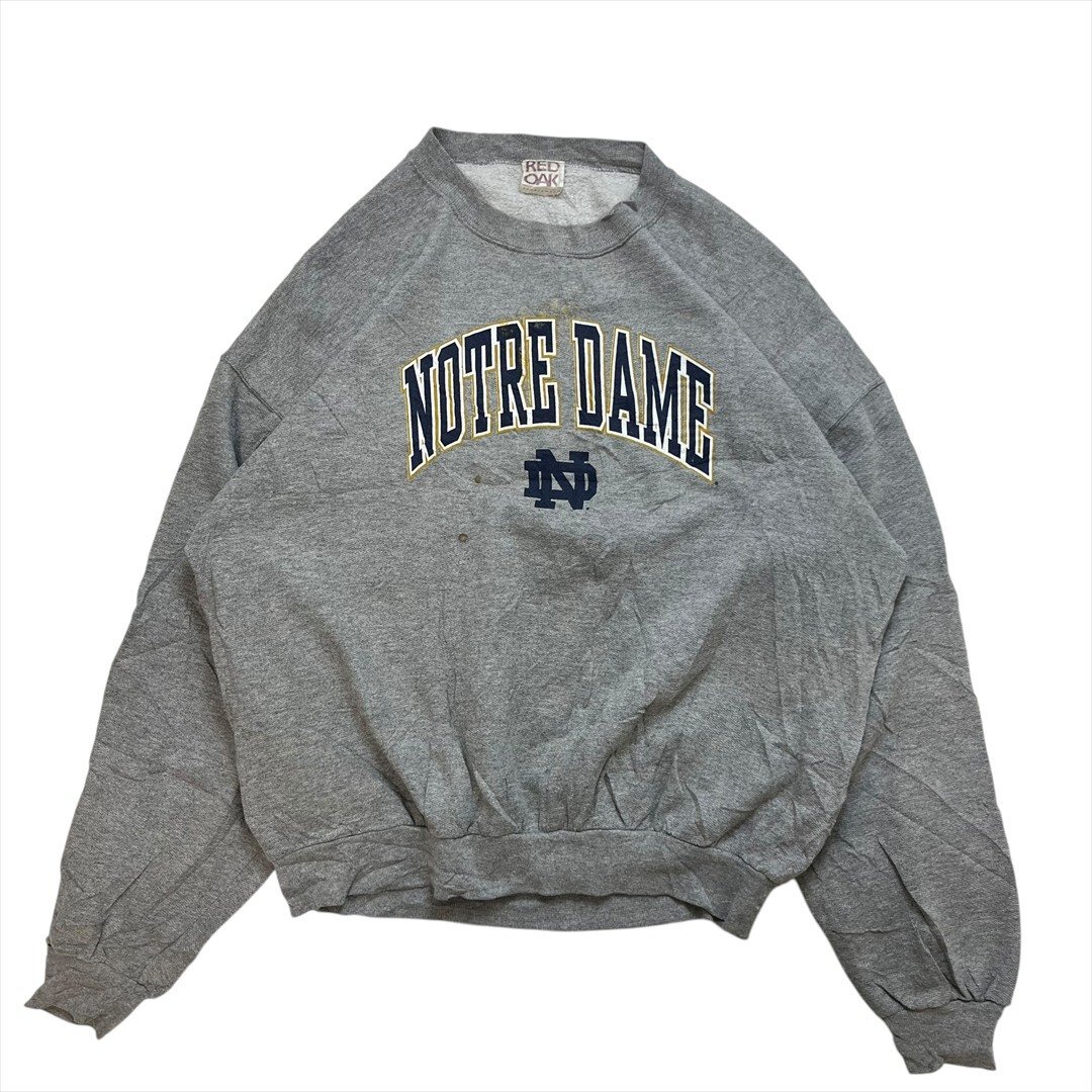 RED OAK ノートルダム大学 カレッジ ロゴ スウェット トレーナー グレー 古着 メンズ XL Vintage ビンテージ ヴィンテージ拍卖