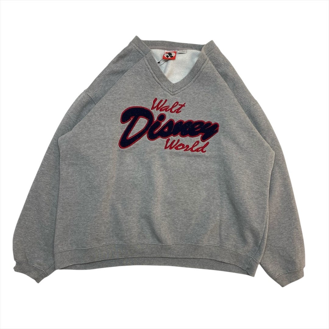 MICKEYINC Walt Disney World ウォルト ディズニー ワールド 裏起毛 スウェット シャツ トレーナー グレー 古着 メンズ XL Vネック Vintage拍卖