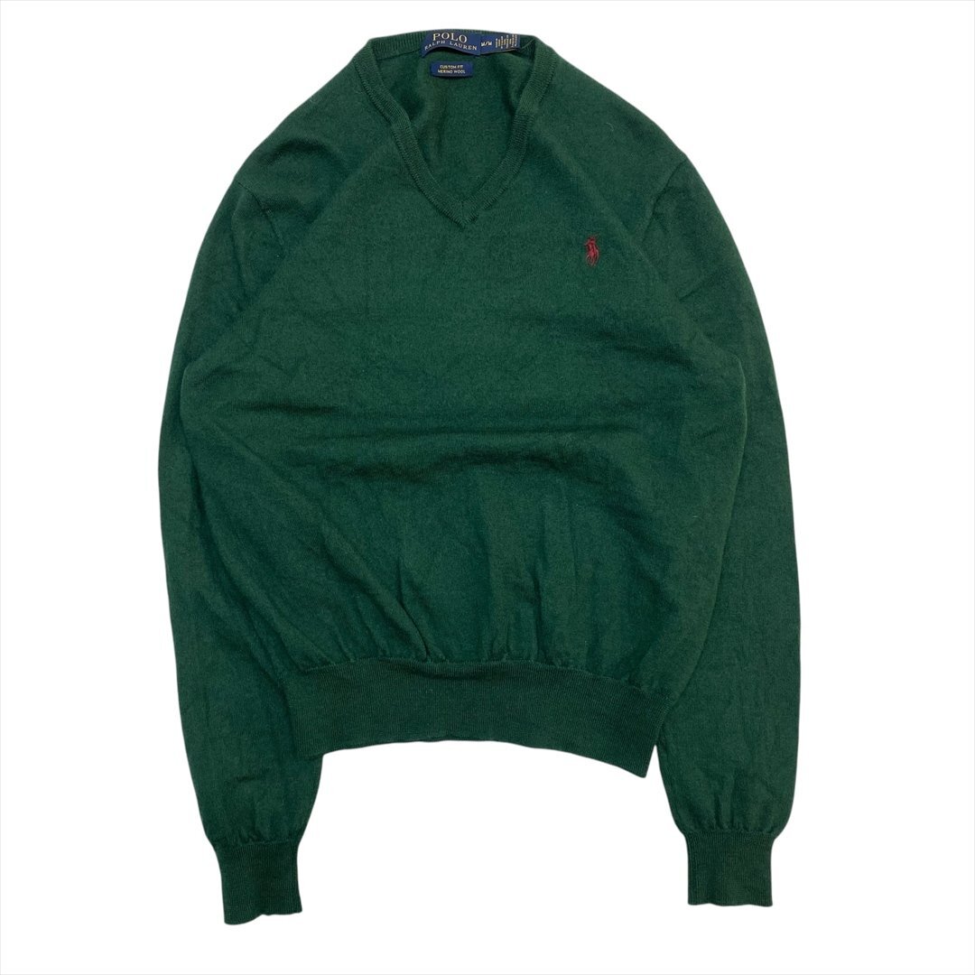 CUSTOM FIT MERINO WOOL ポロ ラルフローレン ウール ニット セーター グリーン POLO Ralph Lauren 古着 メンズ M Vintage ヴィンテージ拍卖